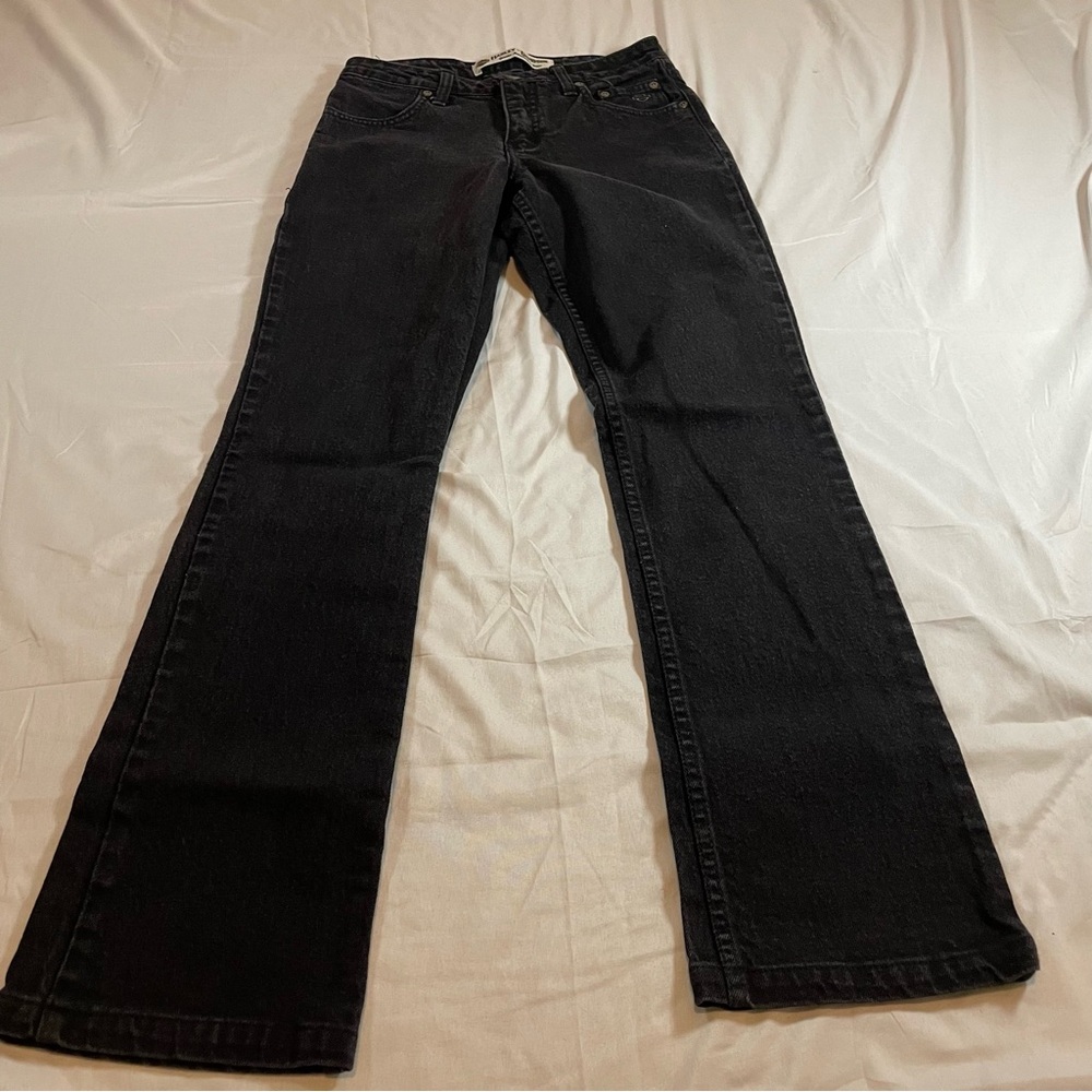 Harley-Davidson Womens Black‎ Bootcut Jeans Size 2L Embroidered Logo 99011-05VL